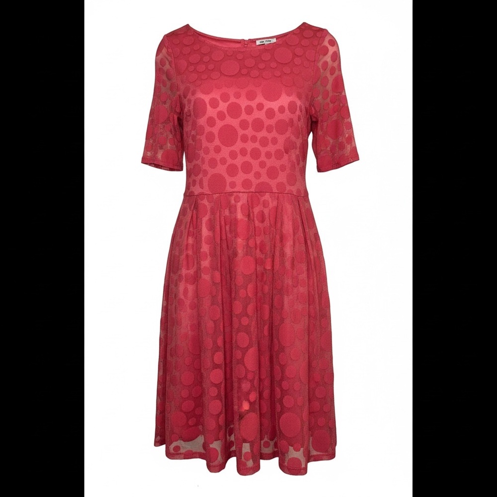LC Lauren Conrad Apricot Circle Pattern Midi Dress